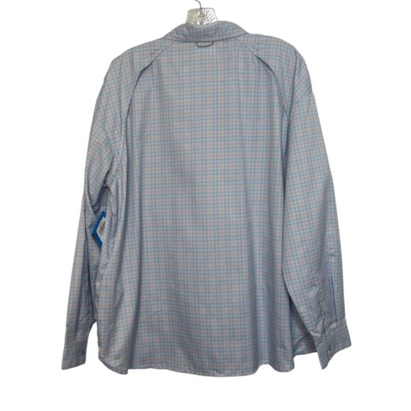 Columbia Plaid LS Shirt Womens 1X Blue Pink New Omni Wick Shade Fishing - Picture 2 of 13